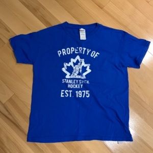 🔥4for$20🔥 - Blue Unisex Stanley Stick Hockey Short Sleeve Tee - size YM